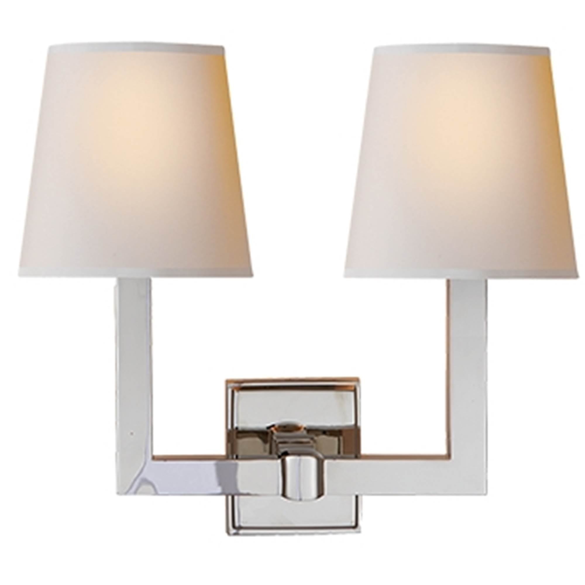 Square Tube Single Sconce in Antique Nickel with Natural Parchment Shade