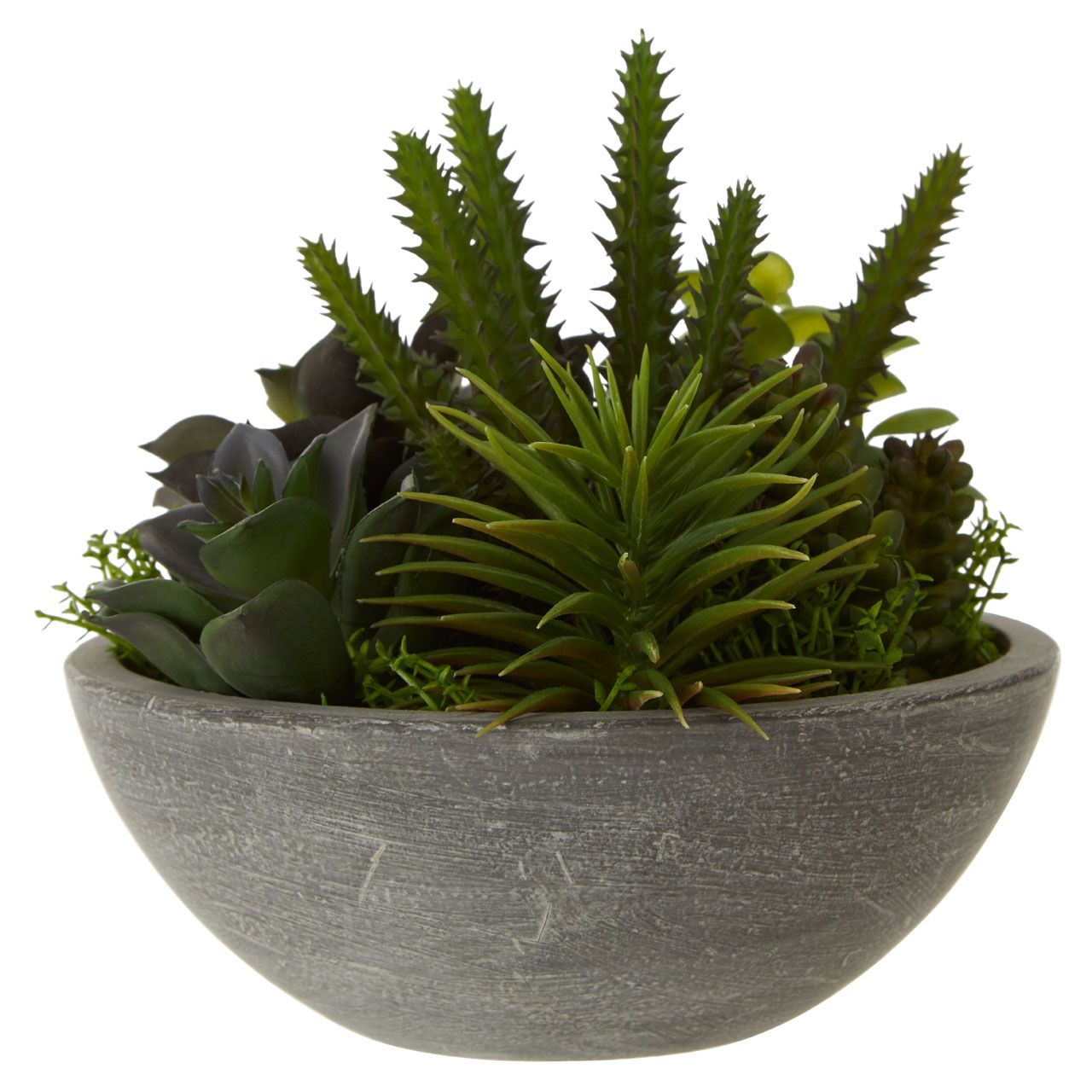 Faux Succulent Arrangement Rustic Bowl