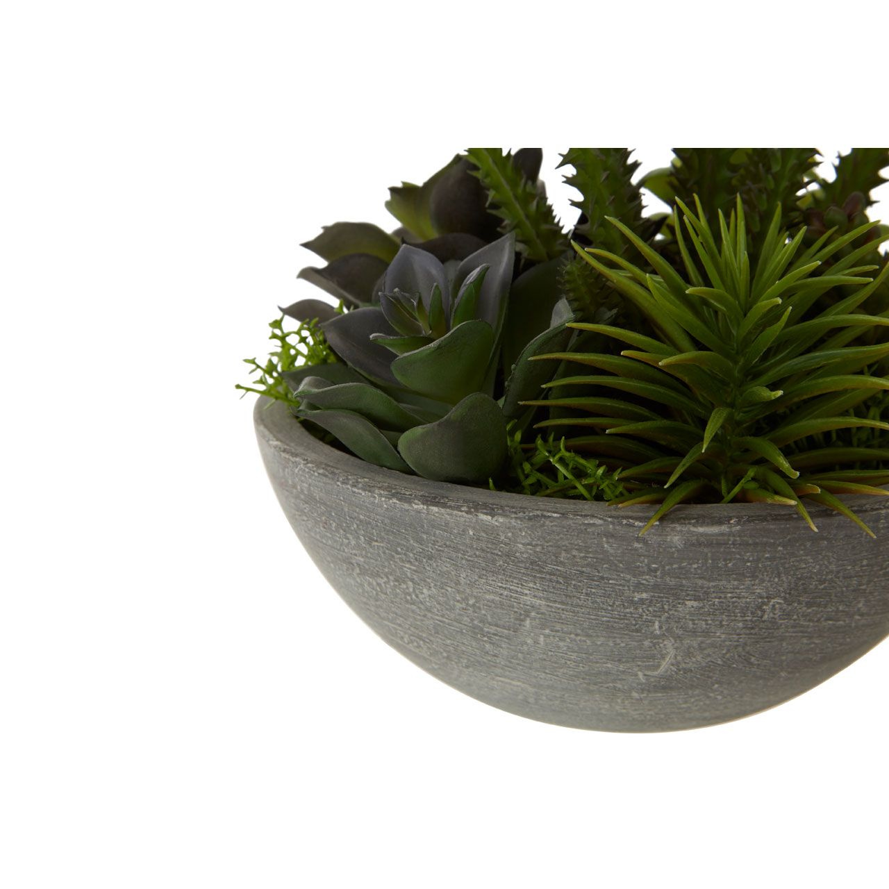 Faux Succulent Arrangement Rustic Bowl