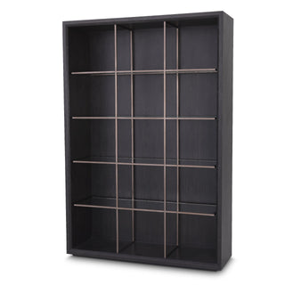 Hennessey Open Bookcase Charcoal Oak Bronze