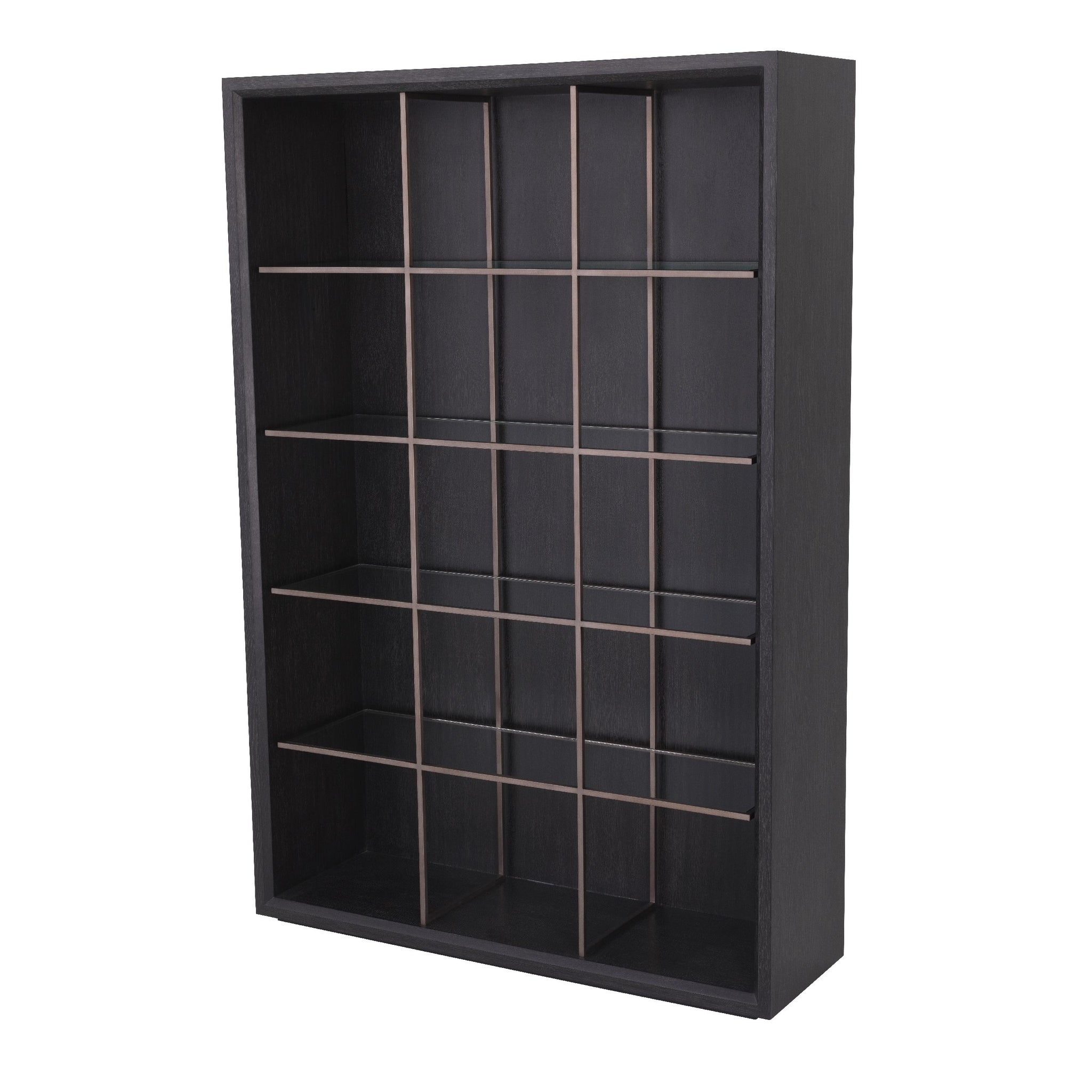 Hennessey Open Bookcase Charcoal Oak Bronze