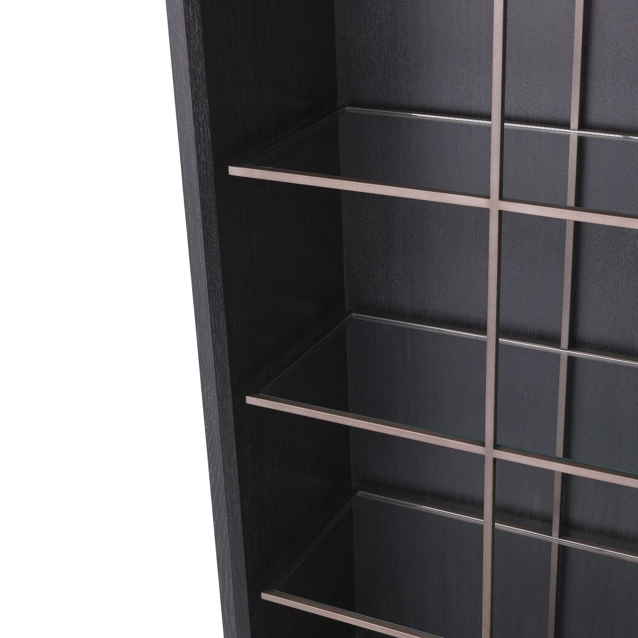 Hennessey Open Bookcase Charcoal Oak Bronze