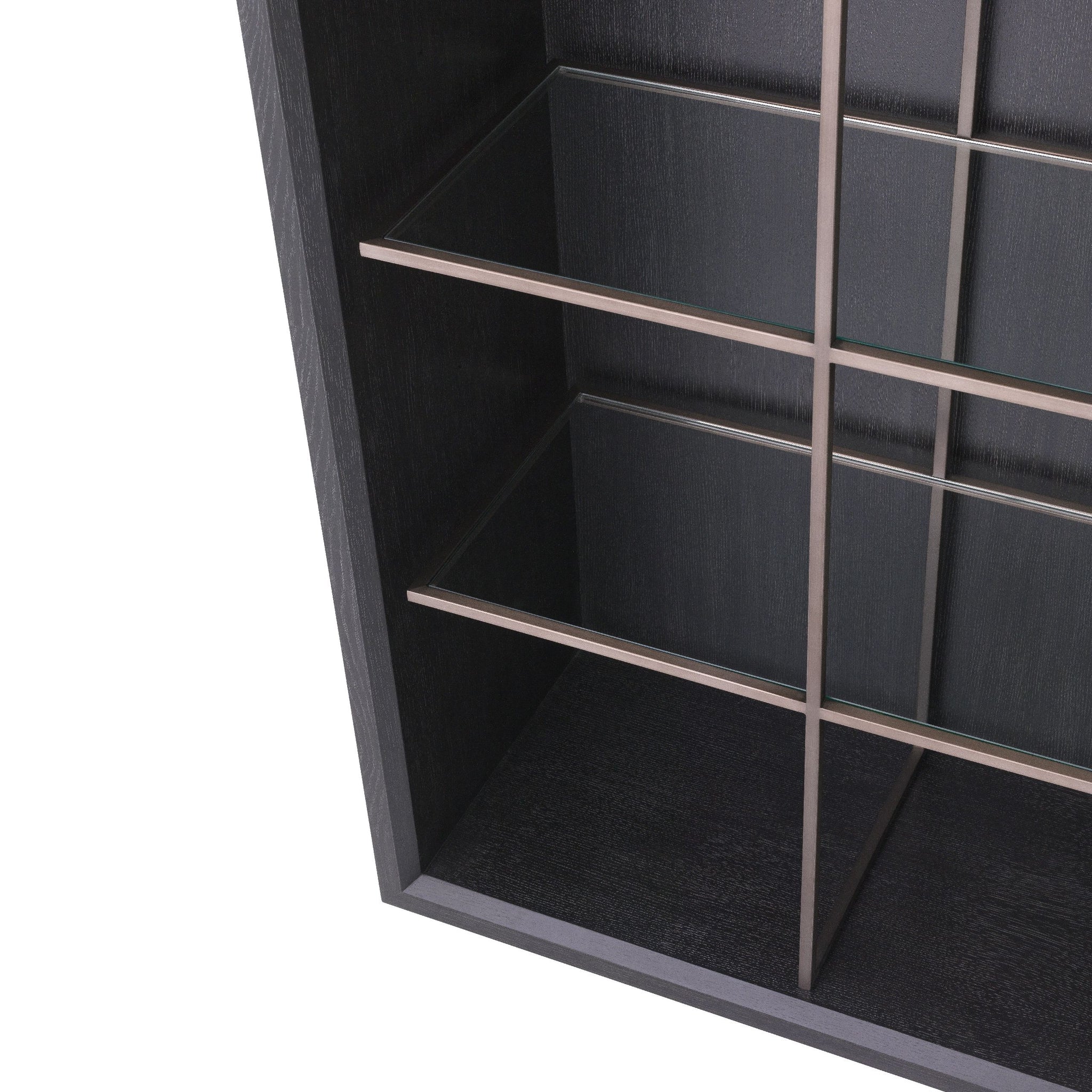 Hennessey Open Bookcase Charcoal Oak Bronze